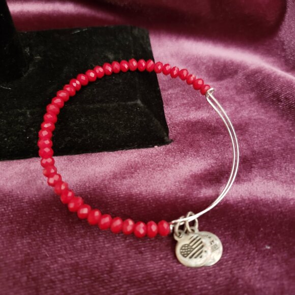 Alex and Ani Dark Red Beaded Bracelet Adj Bangle Express Yourself LOVE A-264 - Picture 3 of 6